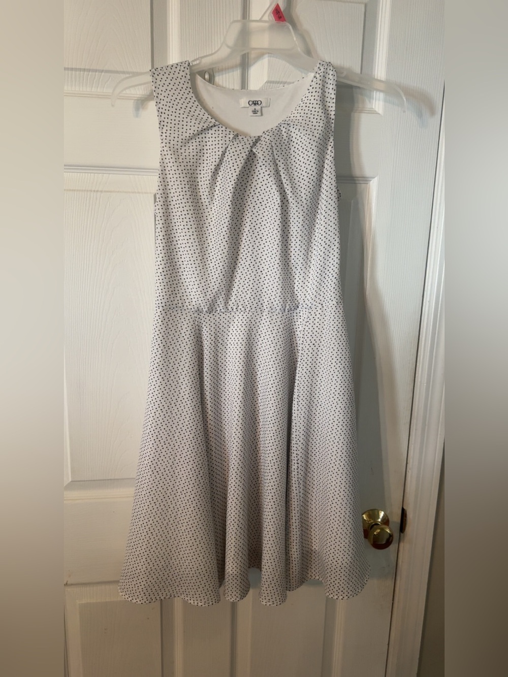 Cato White Midi Dress with Black Polka Dots